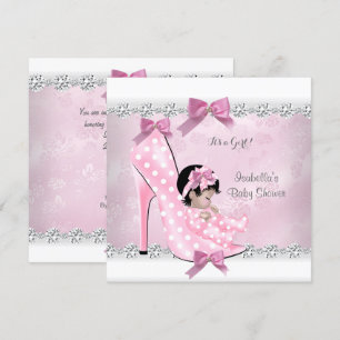 Pretty Baby Shower Girl Pink Diamond High Heel D Invitation