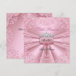 Pretty Baby Shower Girl Pink Princess Tiara lace 2 Invitation