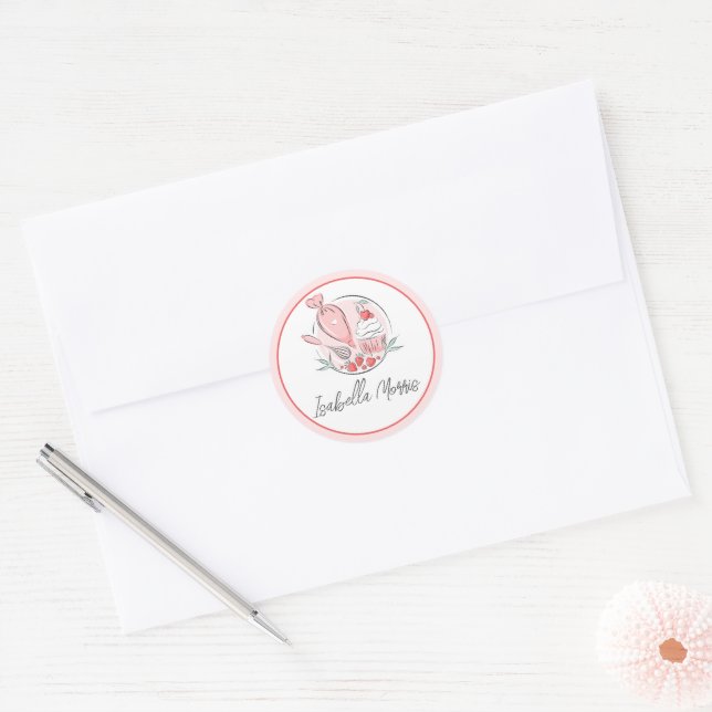 Pretty Baking Pastry Personalised  Classic Round Sticker (Envelope)