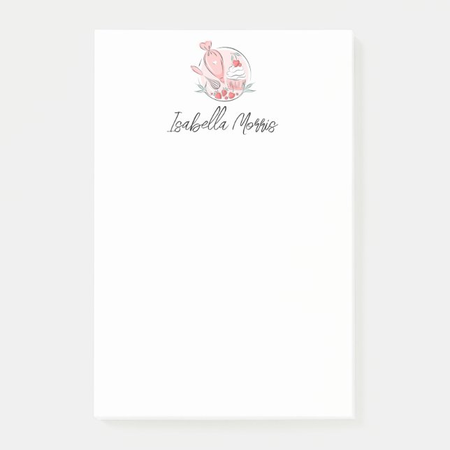 Pretty Baking Pastry Personalised  Post-it Notes (Front)