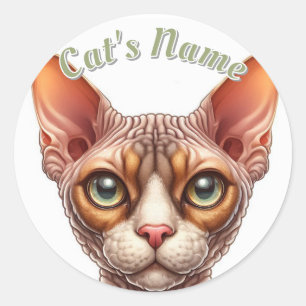 Pretty Bald and Wrinkly Cat • Personalised Classic Round Sticker