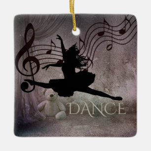 Pretty Ballerina and Music Notes Ballet Ceramic Ornament