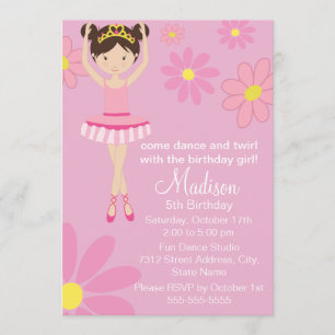 Pretty Ballerina Dance Party Birthday Invitation