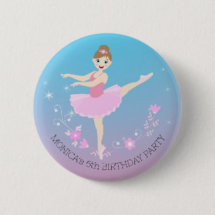 Pretty Ballerina girl Birthday Party 6 Cm Round Badge
