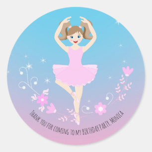 Pretty Ballerina girl Birthday Party Classic Round Sticker