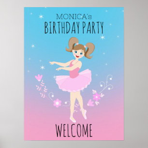 Pretty Ballerina girl Birthday Party Poster