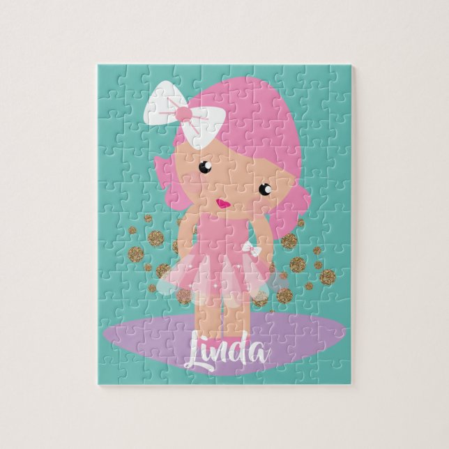 Pretty Ballerina Girl Faux Glitter Character Jigsaw Puzzle (Vertical)