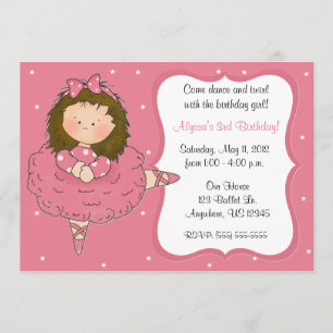 Pretty Ballerina Girls Birthday Invitation