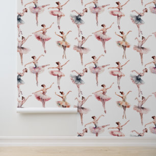 Pretty Ballerina Pattern Girl's Room Wallpaper
