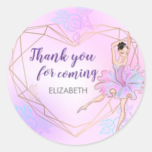 Pretty Ballerina Pink Personalised Birthday Classic Round Sticker