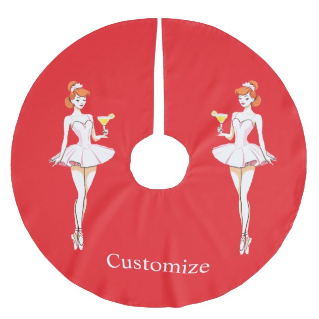 Pretty Ballerina Posing with Martini Thunder_Cove Brushed Polyester Tree Skirt (Front)