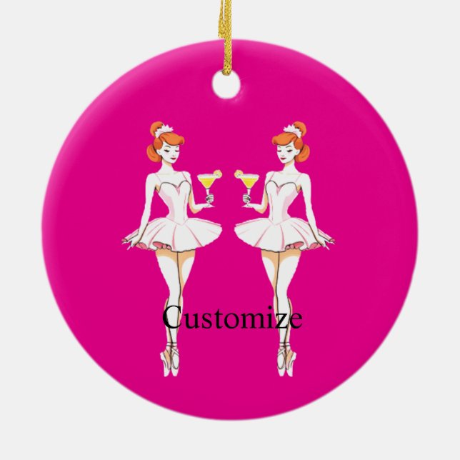 Pretty Ballerina Posing with Martini Thunder_Cove Ceramic Tree Decoration (Back)