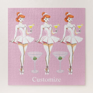 Pretty Ballerina Posing with Martini Thunder_Cove Jigsaw Puzzle
