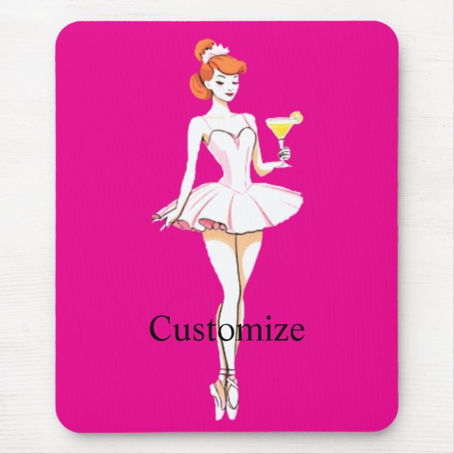 Pretty Ballerina Posing with Martini Thunder_Cove Mouse Mat (Front)