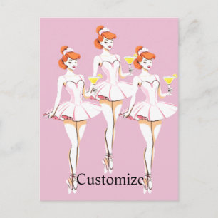 Pretty Ballerina Posing with Martini Thunder_Cove Postcard