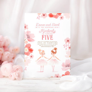 Pretty Ballerinas Ballet Floral Birthday Party Invitation