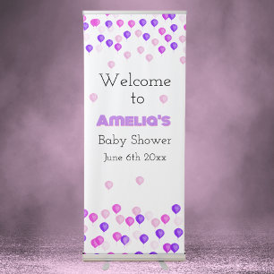 Pretty Balloon Baby Shower Welcome Retractable Banner