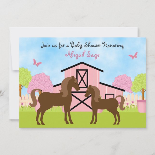 Pretty Barn Horse Baby Shower Invitations (Front)