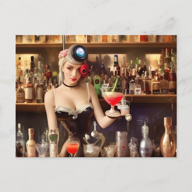 Pretty Bartender Postcard (Front)