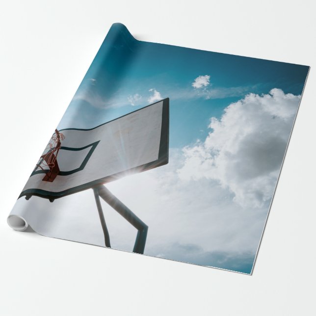 Pretty Basketball Design Wrapping Paper (Unrolled)