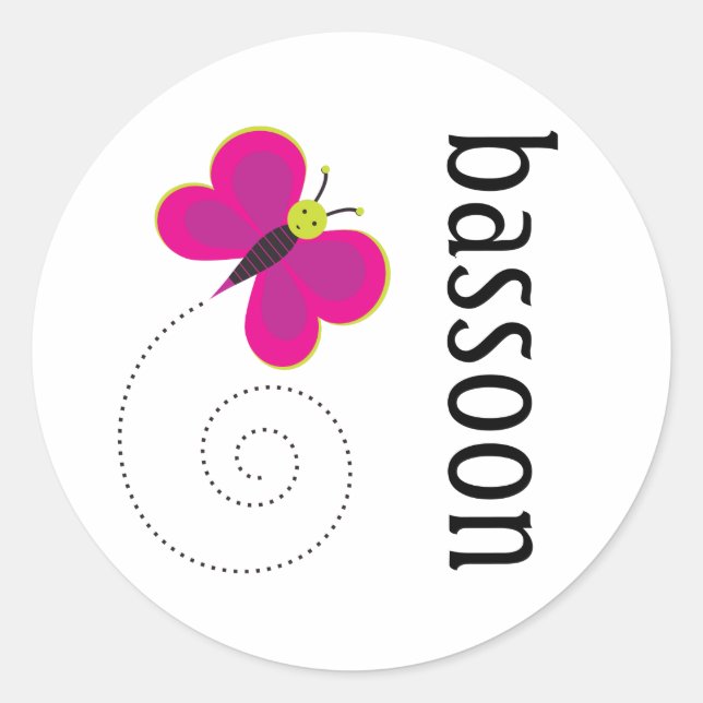Pretty Bassoon Classic Round Sticker (Front)