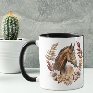 Pretty Bay Horse Autumn Wreath Mug
