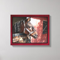 Pretty Bay Horse in a Sunlit Stable