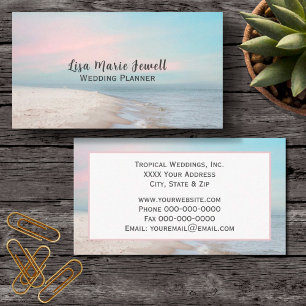 Pretty Beach Pinks and Blues Ocean Sunset Business Card