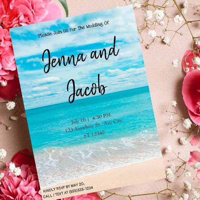 Pretty Beach Wedding Invitation (Creator Uploaded)