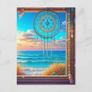 Pretty Beachy Themed Dreamcatcher Postcard