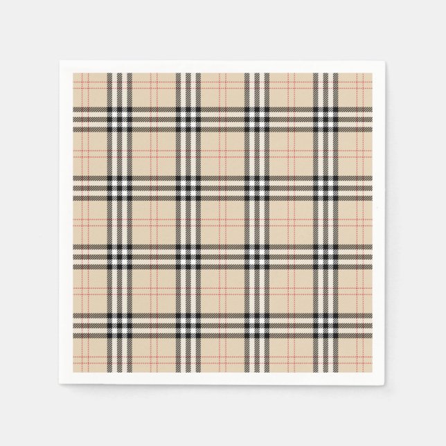 Pretty Beige Plaid Tartan Napkin (Front)