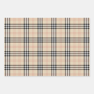 Pretty Beige Plaid Tartan Wrapping Paper Sheet