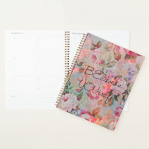 Pretty “Believe in YOUrself” quote roses floral Planner