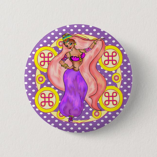 Pretty Belly Dancing Girl 6 Cm Round Badge (Front)