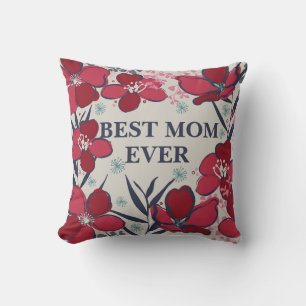 Pretty best mum ever red floral cushion