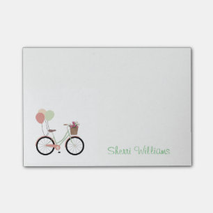Pretty Bicycle Personalised Post It Note Pad