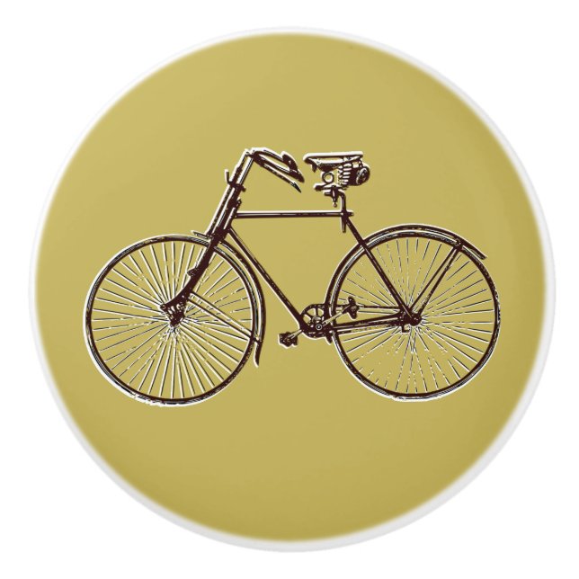 Pretty bike bicycle knob drawer pull brown gold (Front)