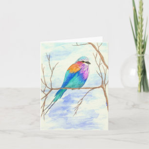 Pretty Bird, Lilac Breasted Roller, Watercolor Art Card