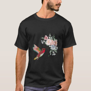 Pretty Bird Nature Animal Vintage Flowers Hummingb T-Shirt