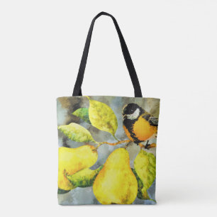 Pretty bird Pear tree tote bag