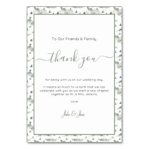 Pretty birds and hill Wedding thank you Table Card