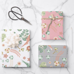 Pretty Birds & Flowers Wrapping Paper Sheet