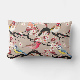 Pretty Birds Pattern Lumbar Pillow