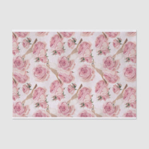 Pretty Birds Perched on Pink Roses Pattern Tissue Paper