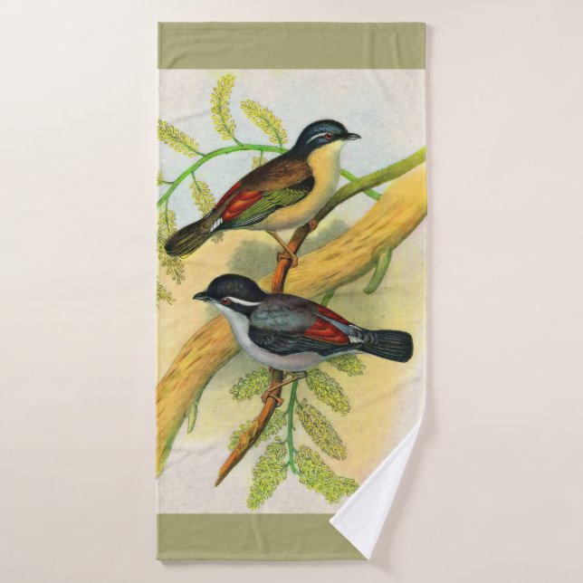 pretty birds print bath towel set (Bath Towel)