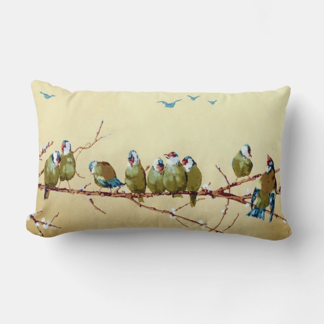 Pretty Birds Vintage Victorian Pillow Throw (Front)