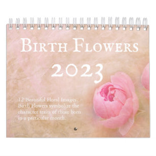 Pretty Birth Flowers 12 month Calendar