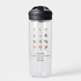Pretty BIRTH MONTH FLOWER Christian Bible Verse Water Bottle