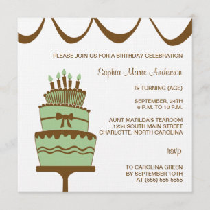 Pretty Birthday Cake Party Invitations
