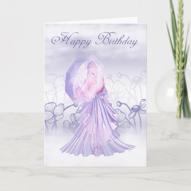 Pretty Birthday Card Floral And Cute Female (Front)